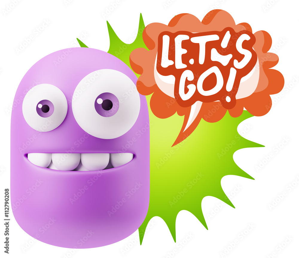 3d Rendering Smile Character Emoticon Expression saying Let'S Go 3d Rendering Smile Character Emoticon Expression saying Let'S Go