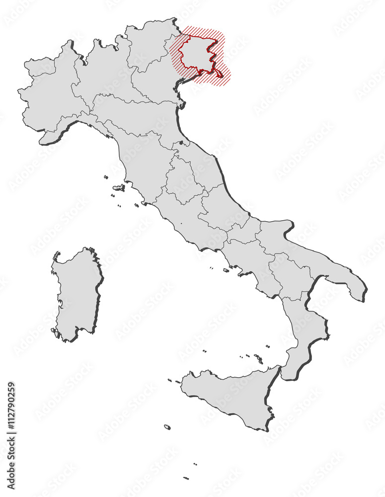 Naklejka premium Map - Italy, Friuli-Venezia Giulia