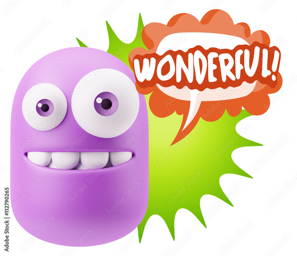 3d Rendering Smile Character Emoticon Expression saying Wonderfu 3d Rendering Smile Character Emoticon Expression saying Wonderfu