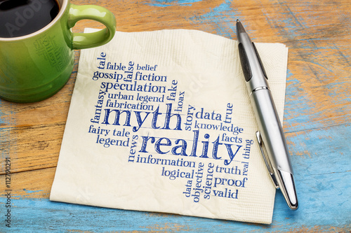 myth and reality word cloud photo