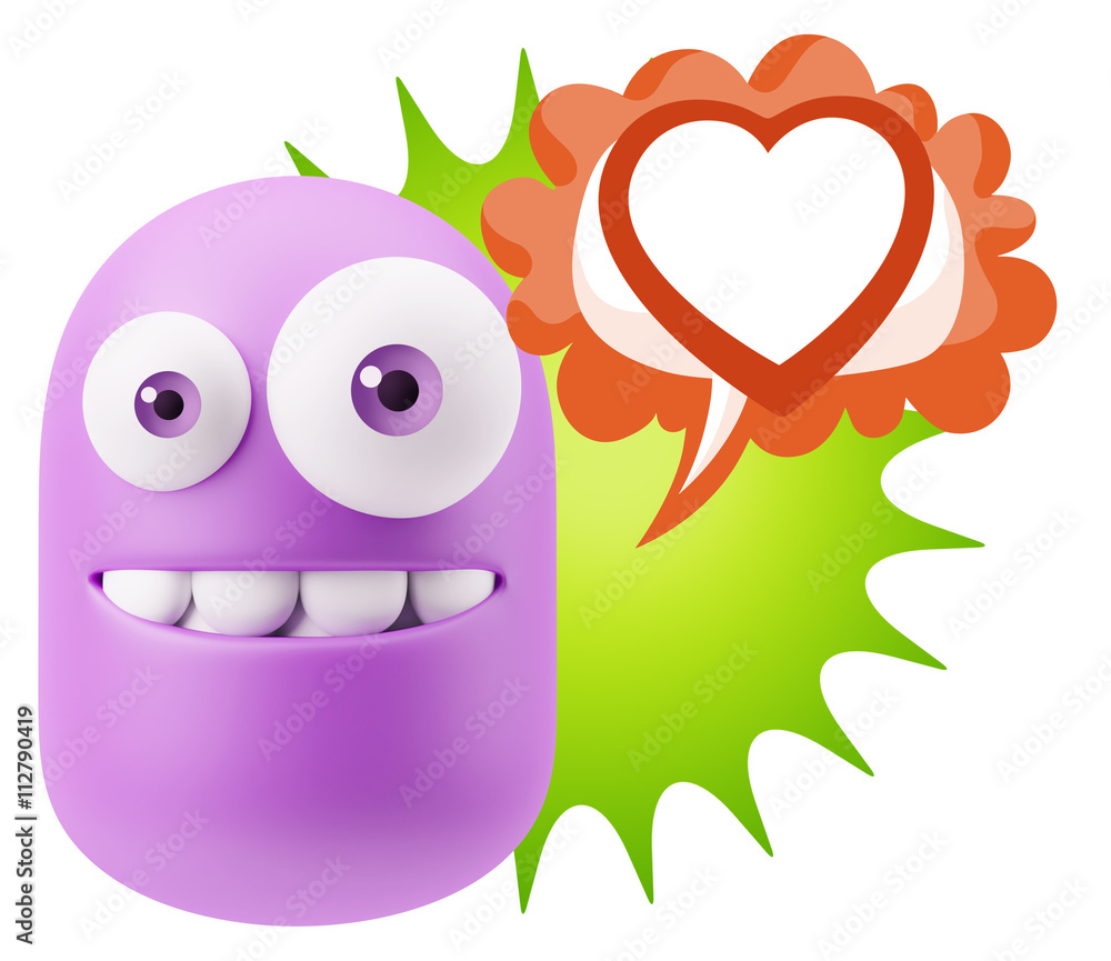 3d Rendering Smile Character Emoticon Expressing Love with a Hea 3d Rendering Smile Character Emoticon Expressing Love with a Hea