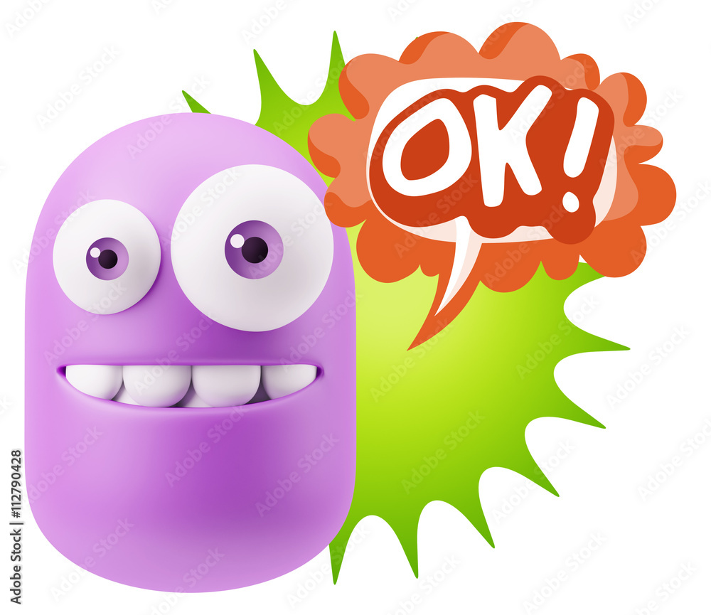 3d Rendering Smile Character Emoticon Expression saying Ok with 3d Rendering Smile Character Emoticon Expression saying Ok with