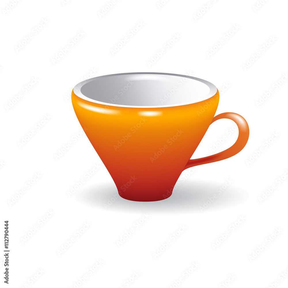 Elegant red cup on a white background. Tea Break. Tea party. Beautiful porcelain cup volume. Elegant red cup on a white background. Tea Break. Tea party. Beautiful porcelain cup volume.