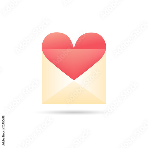 Icon love letter. Letter with heart.