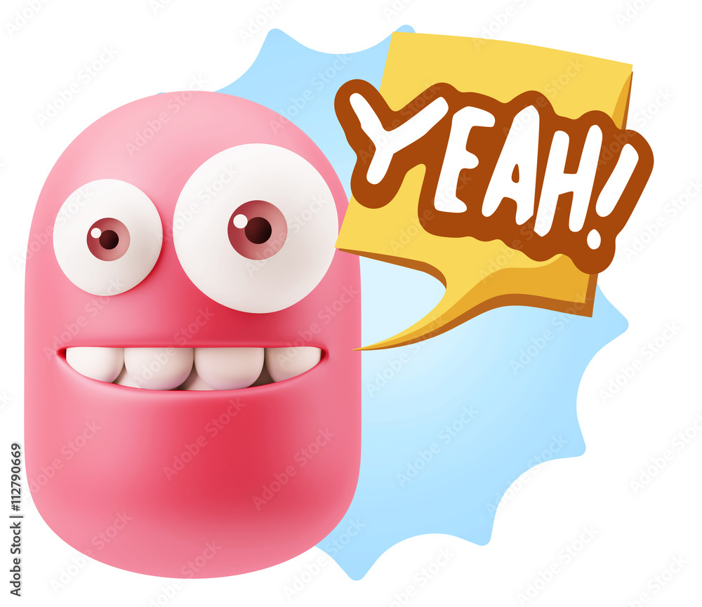 3d Illustration Laughing Character Emoji Expression saying Yeah 3d Illustration Laughing Character Emoji Expression saying Yeah