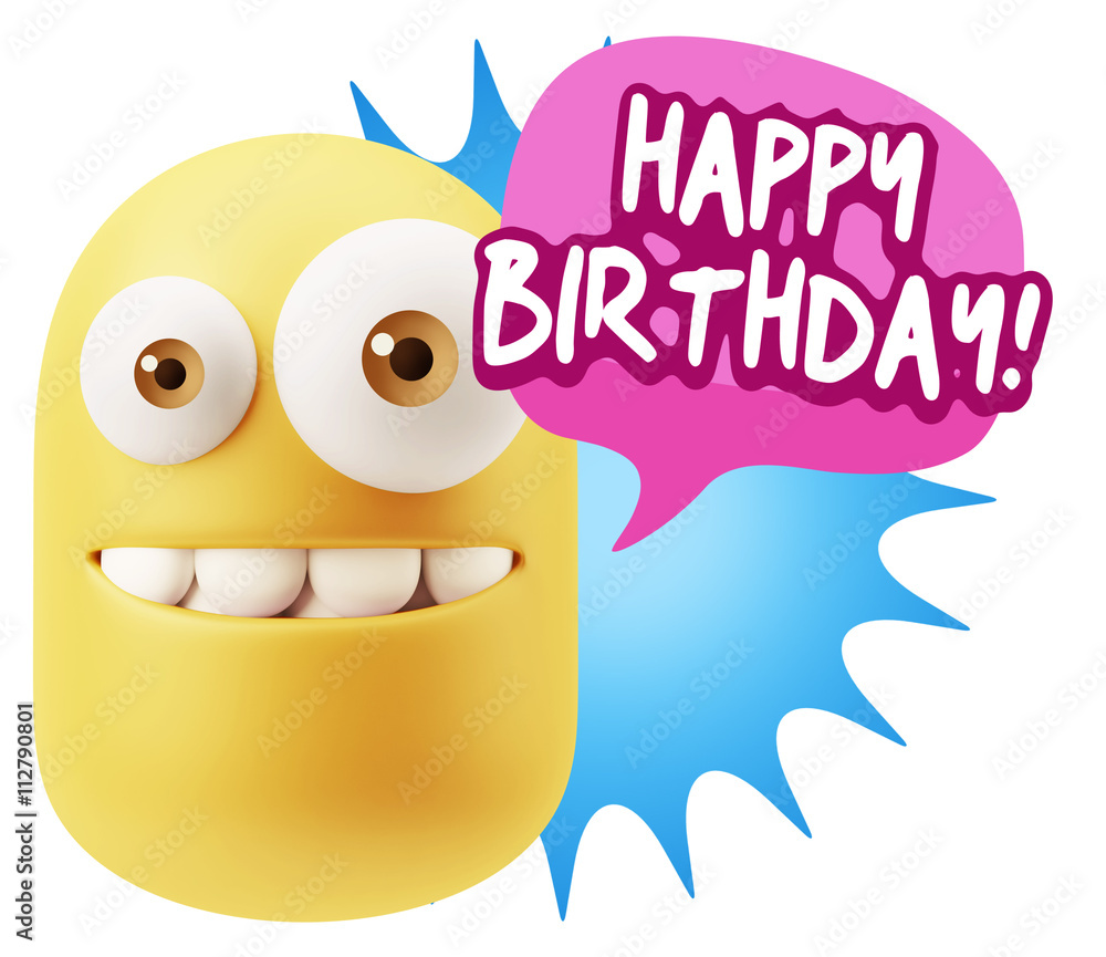3d Rendering Smile Character Emoticon Expression saying Happy Bi 3d Rendering Smile Character Emoticon Expression saying Happy Bi