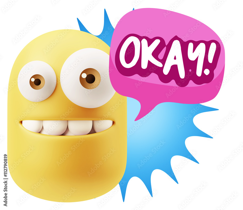 3d Illustration Laughing Character Emoji Expression saying Okay 3d Illustration Laughing Character Emoji Expression saying Okay