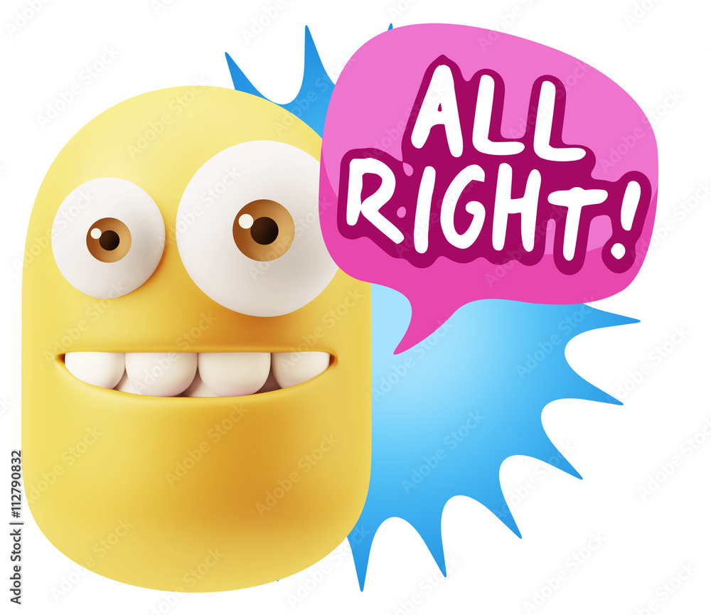 3d Rendering Smile Character Emoticon Expression saying All Righ 3d Rendering Smile Character Emoticon Expression saying All Righ