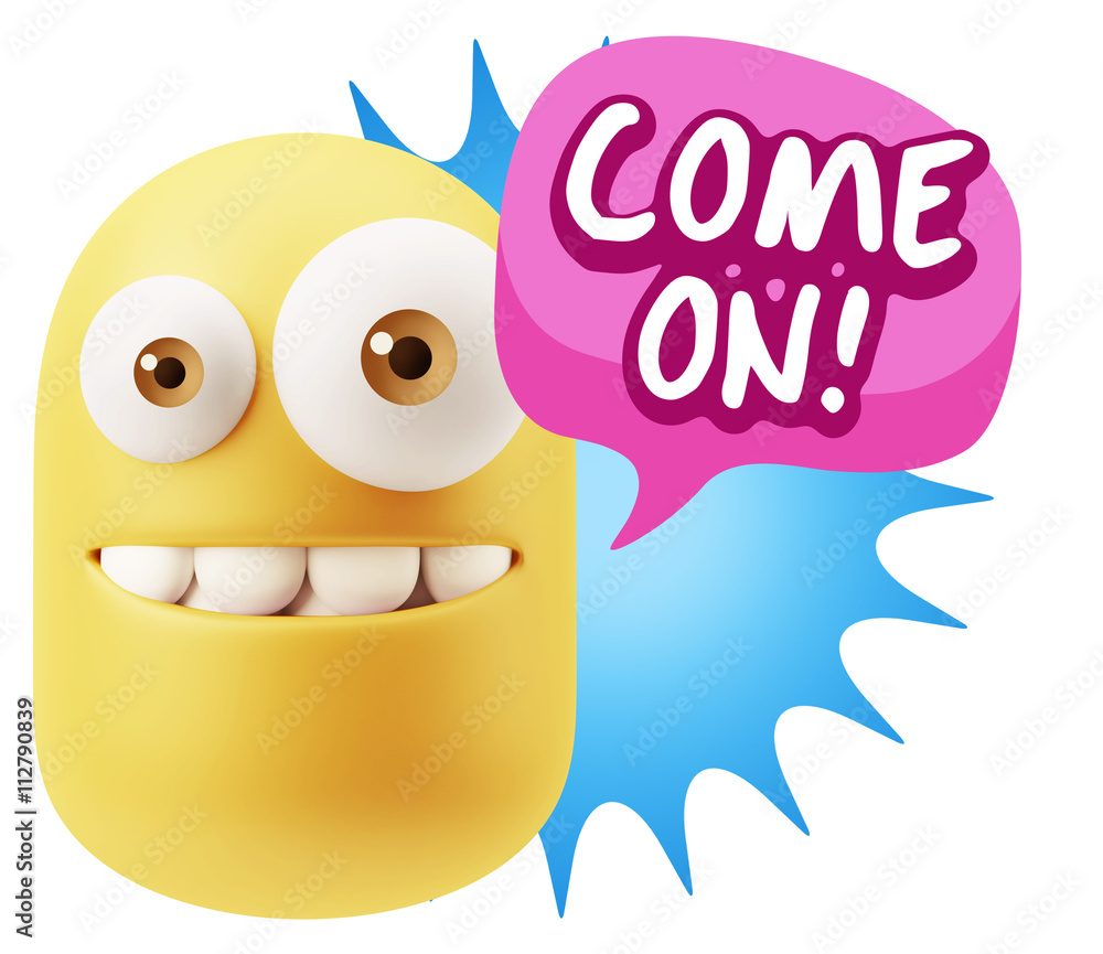 3d Illustration Laughing Character Emoji Expression saying Come 3d Illustration Laughing Character Emoji Expression saying Come
