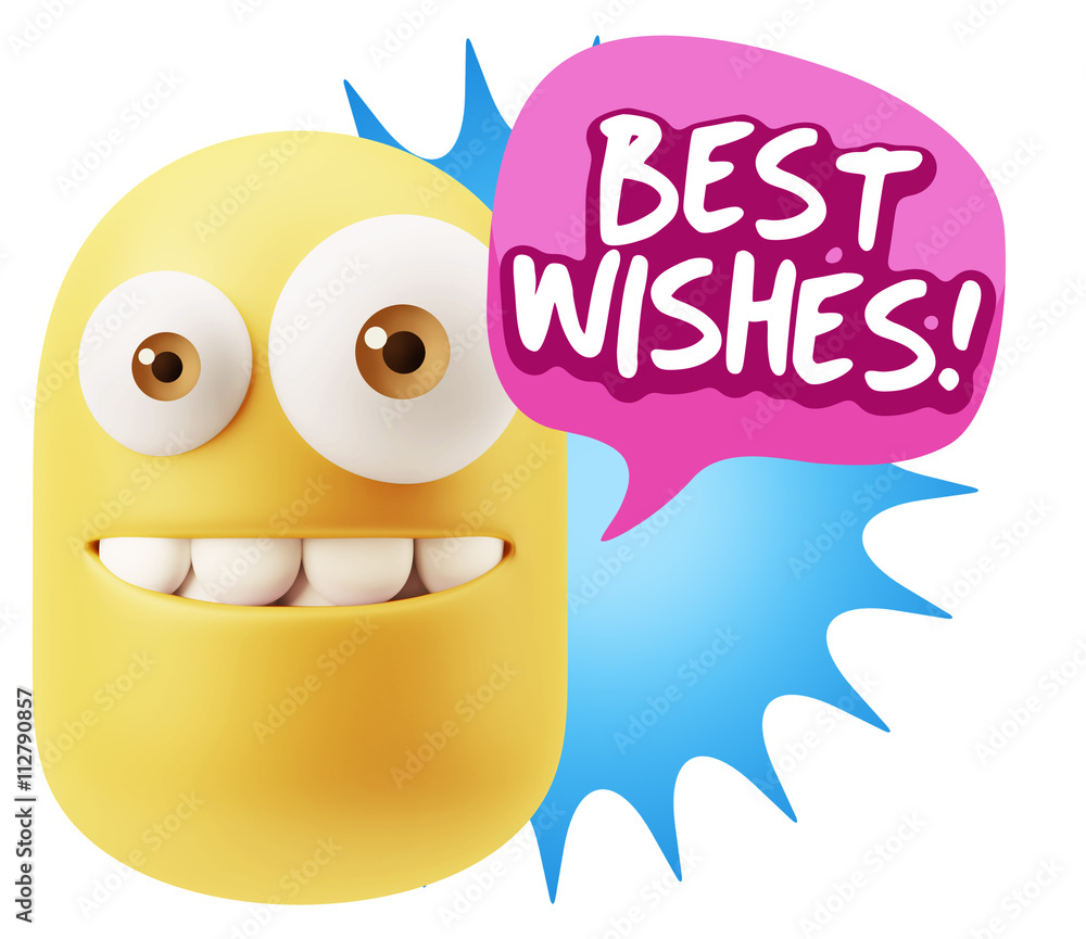 3d Rendering Smile Character Emoticon Expression saying Best Wis 3d Rendering Smile Character Emoticon Expression saying Best Wis