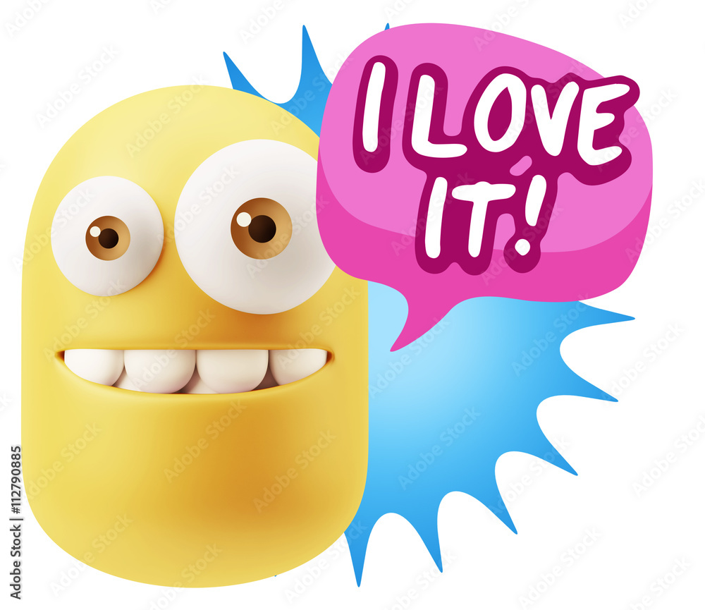 3d Rendering Smile Character Emoticon Expression saying I Love I 3d Rendering Smile Character Emoticon Expression saying I Love I