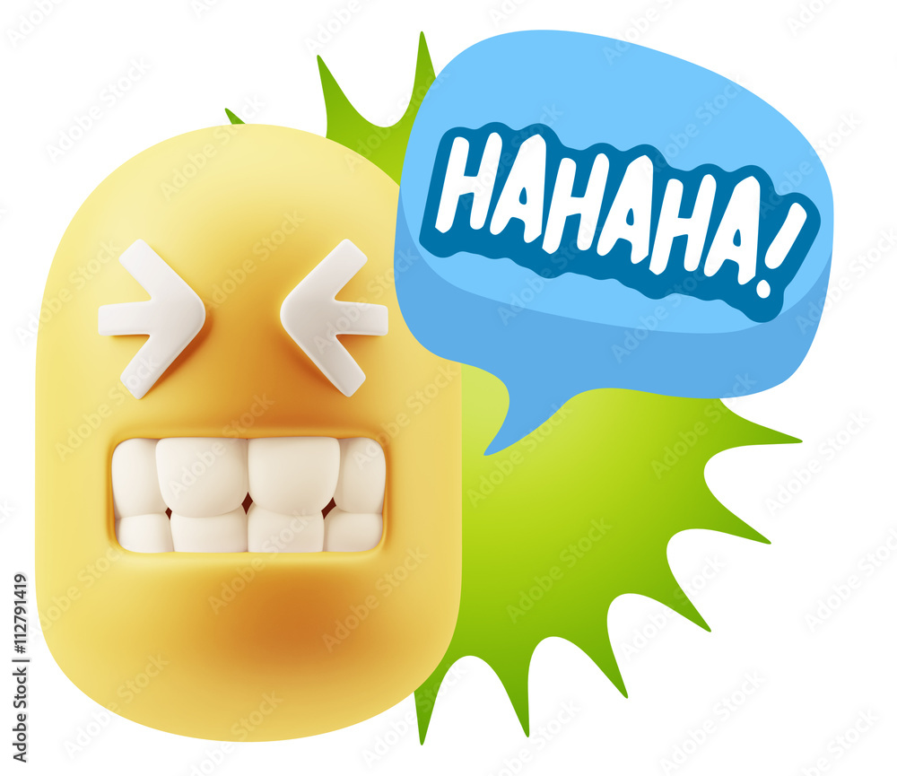 3d Illustration Laughing Character Emoji Expression saying Hahah 3d Illustration Laughing Character Emoji Expression saying Hahah