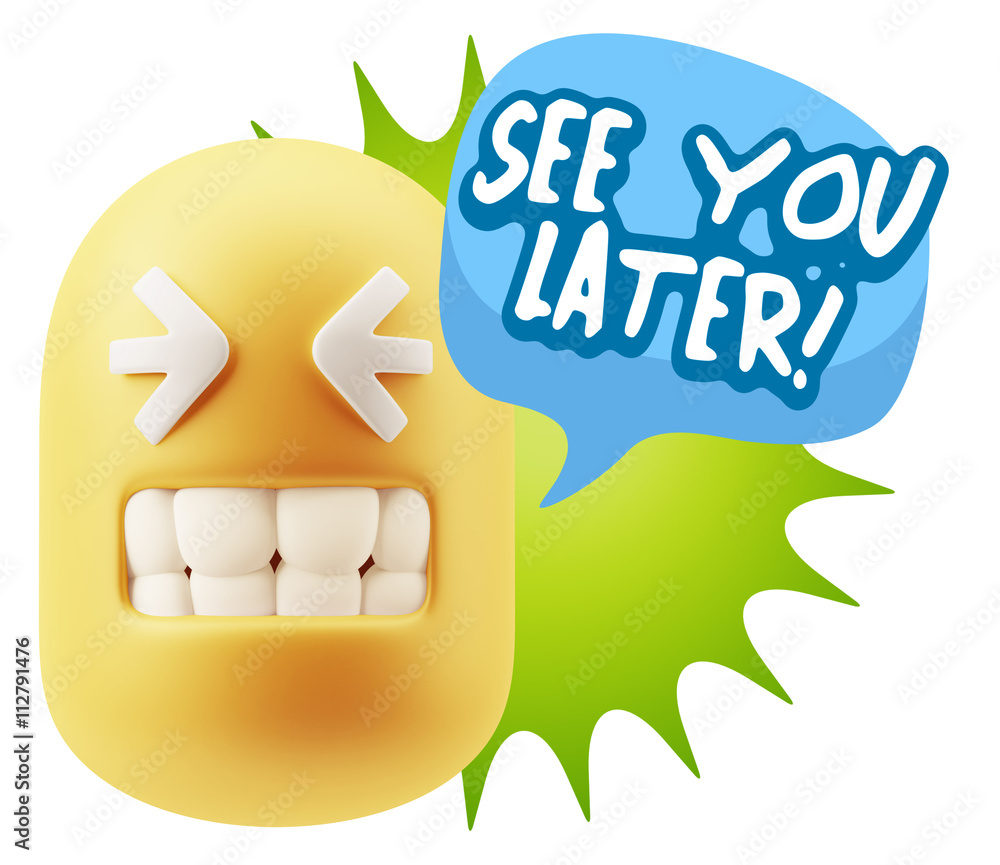 3d Illustration Laughing Character Emoji Expression saying See Y 3d Illustration Laughing Character Emoji Expression saying See Y