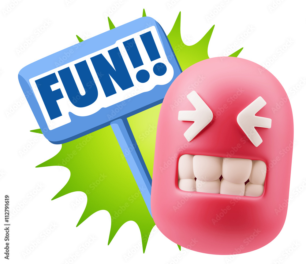 3d Illustration Laughing Character Emoji Expression saying Fun w 3d Illustration Laughing Character Emoji Expression saying Fun w