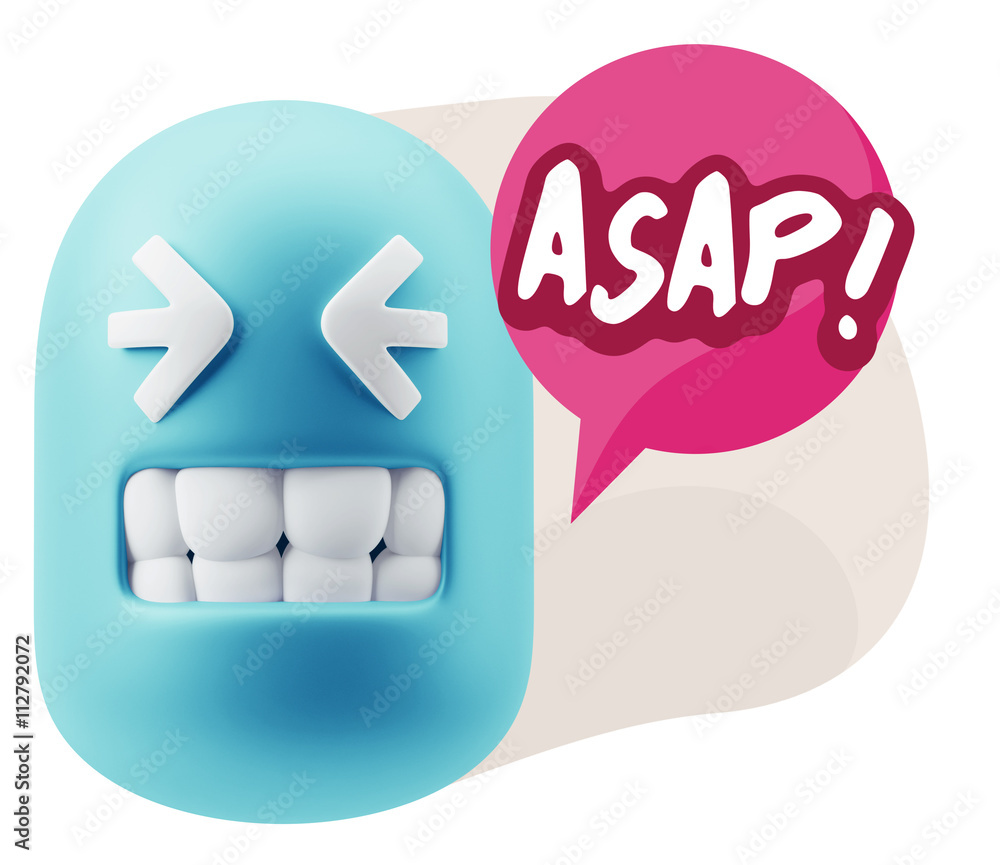 3d Illustration Laughing Character Emoji Expression saying Asap 3d Illustration Laughing Character Emoji Expression saying Asap