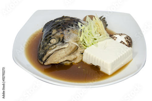 Fish head cooked soy sauce photo