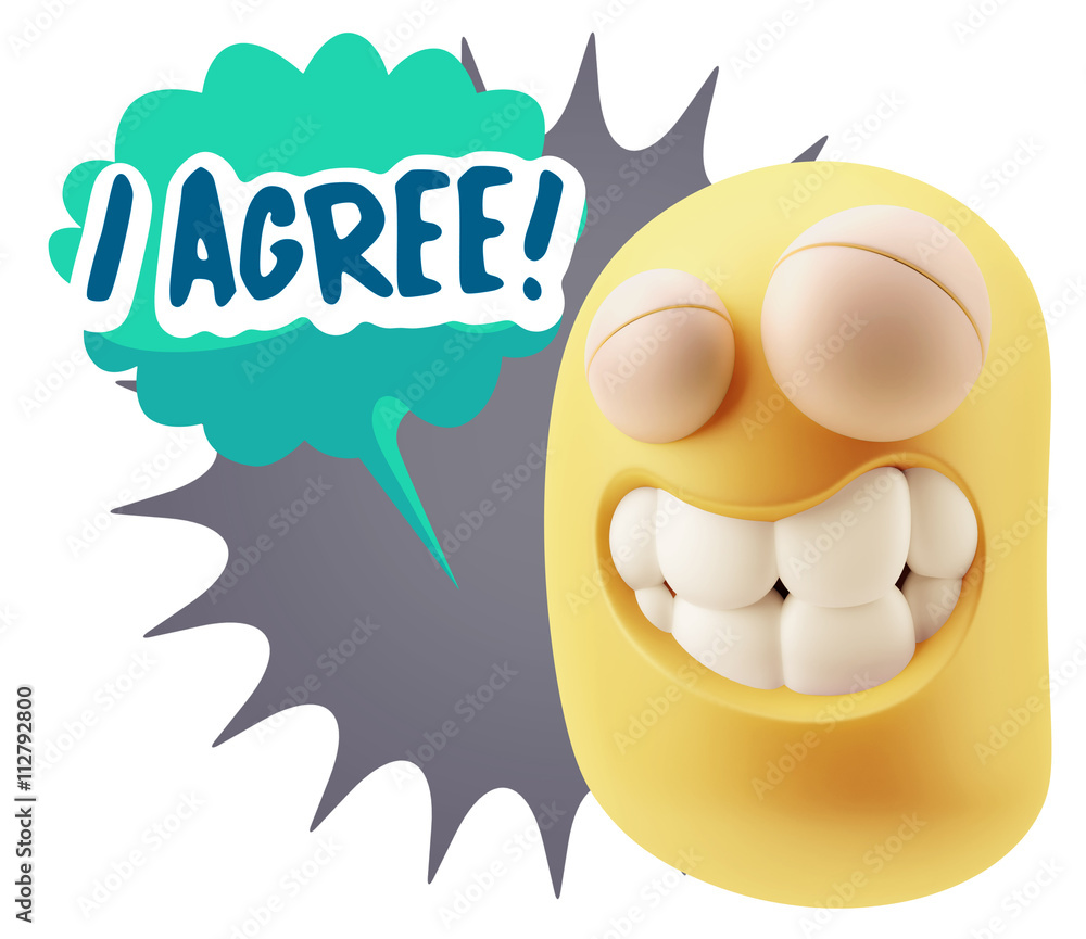 3d Illustration Laughing Character Emoji Expression saying I Agr 3d Illustration Laughing Character Emoji Expression saying I Agr
