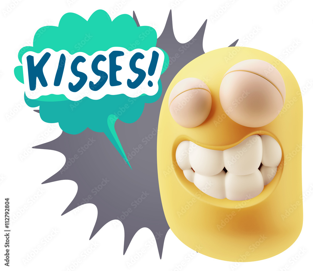 3d Rendering Smile Character Emoticon Expression saying Kisses w 3d Rendering Smile Character Emoticon Expression saying Kisses w