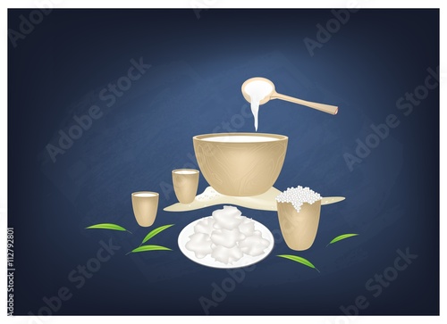 Fermented Camel Milk with Sour Flavor on Chalkboard