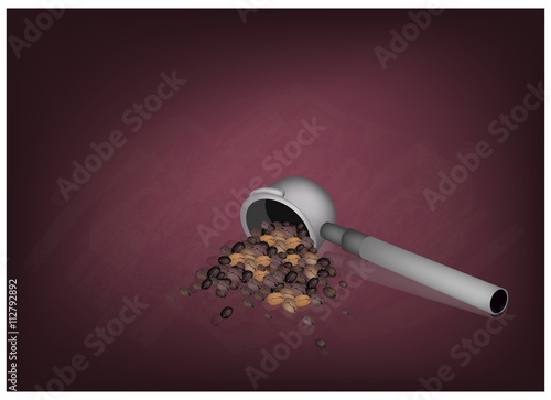 Filter Holder for Coffee Machine With Coffee Bean on Chalkboard