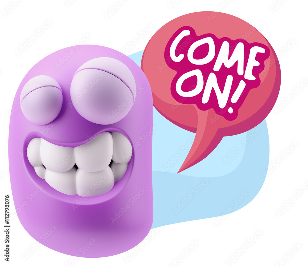 3d Illustration Laughing Character Emoji Expression saying Come 3d Illustration Laughing Character Emoji Expression saying Come
