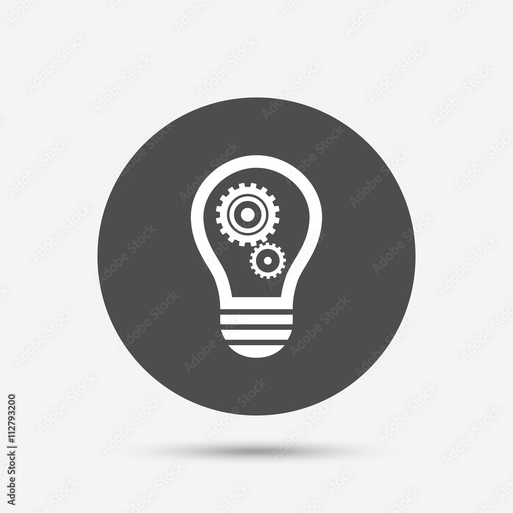 Light lamp sign icon. Bulb with gears symbol. Light lamp sign icon. Bulb with gears symbol.