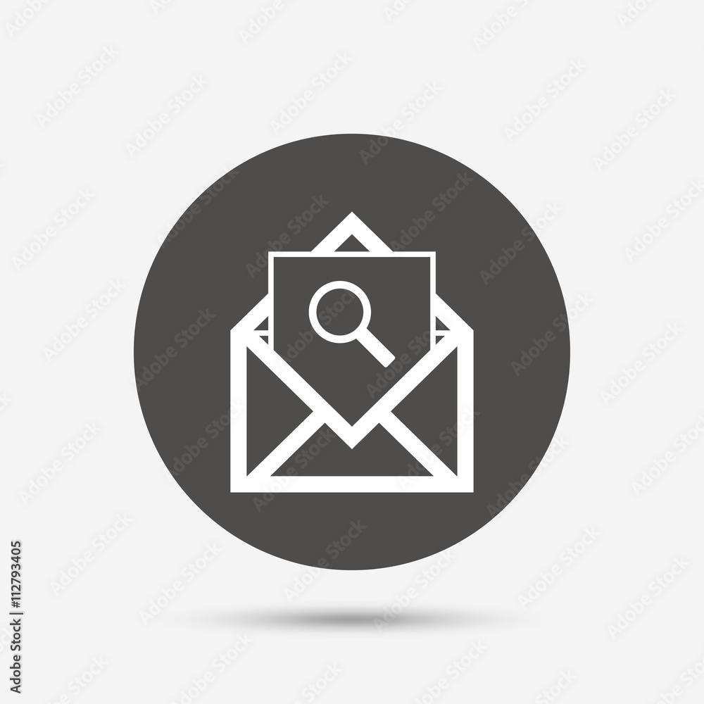 Mail search icon. Envelope symbol. Message sign. Mail search icon. Envelope symbol. Message sign.