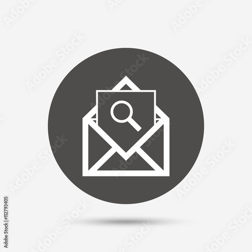 Mail search icon. Envelope symbol. Message sign.