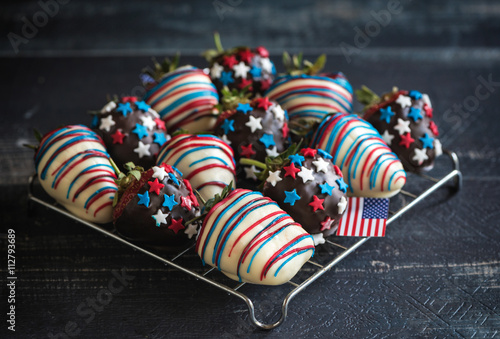 Strawberries with USA flag decoration