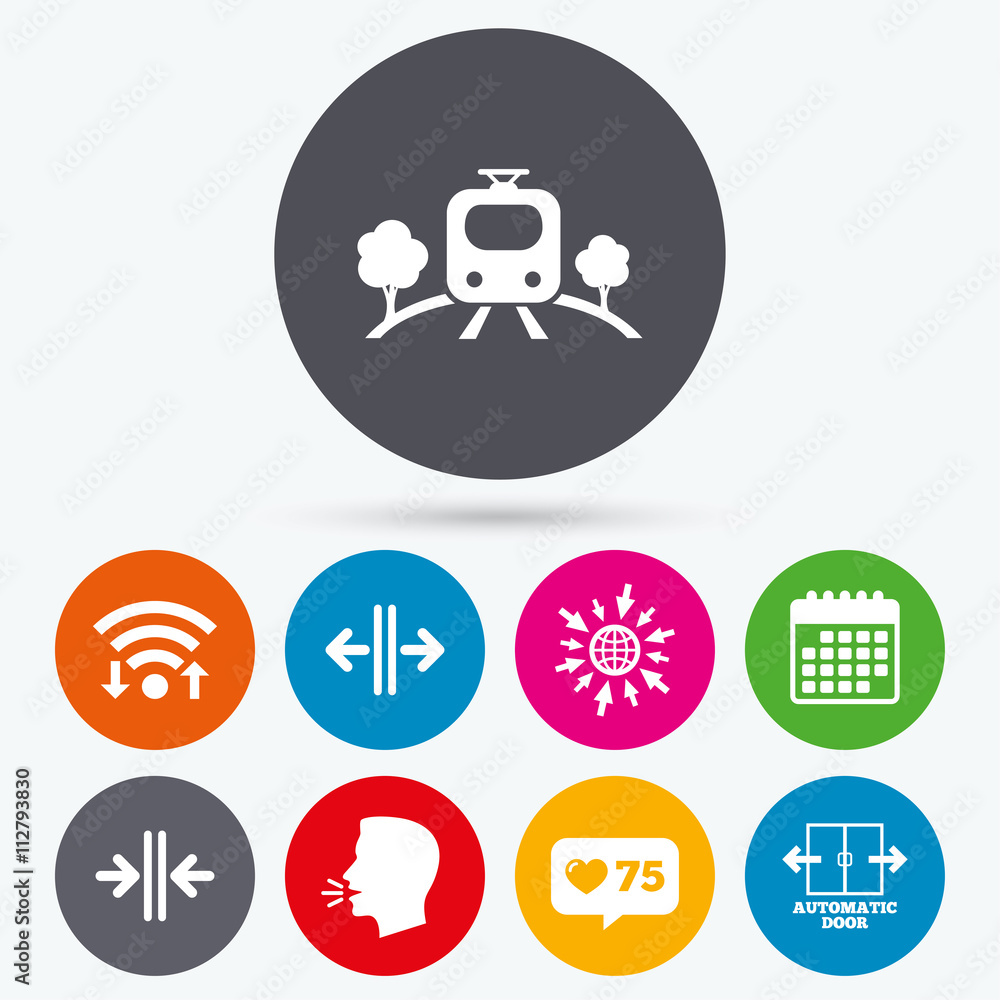Train railway icon. Automatic door symbol. Train railway icon. Automatic door symbol.