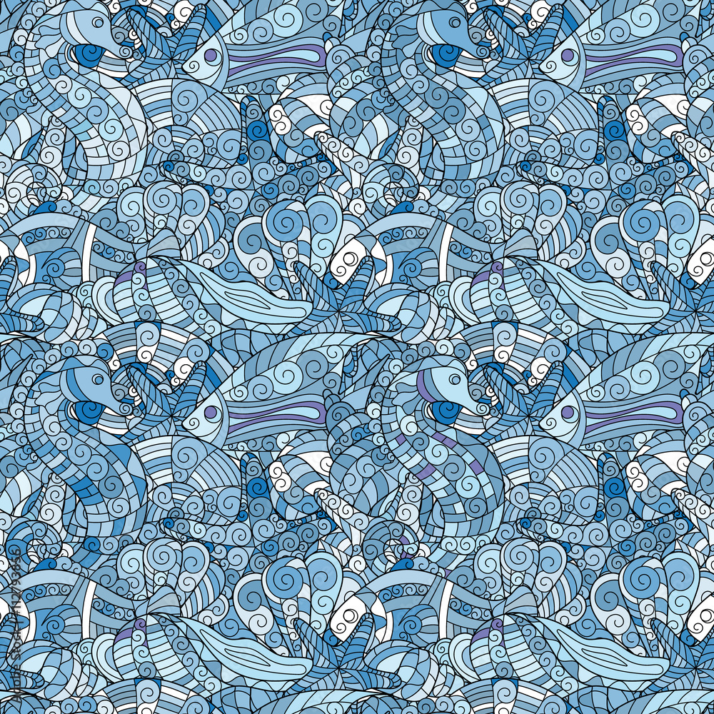 Colorful cartoon hand-drawn doodles. Under water life. Vector Colorful cartoon hand-drawn doodles. Under water life. Vector