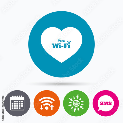 Love Free wifi sign. Wifi symbol.