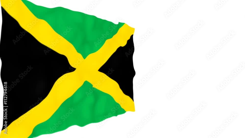 Flag of Jamaica. Official Jamaica flag. Isolated waving Jamaica national flag on white background.