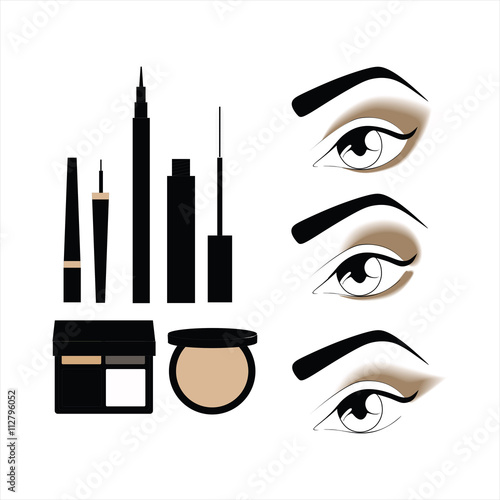  cosmetics. shadow. powder. mascara. eyeliner. eye makeup.