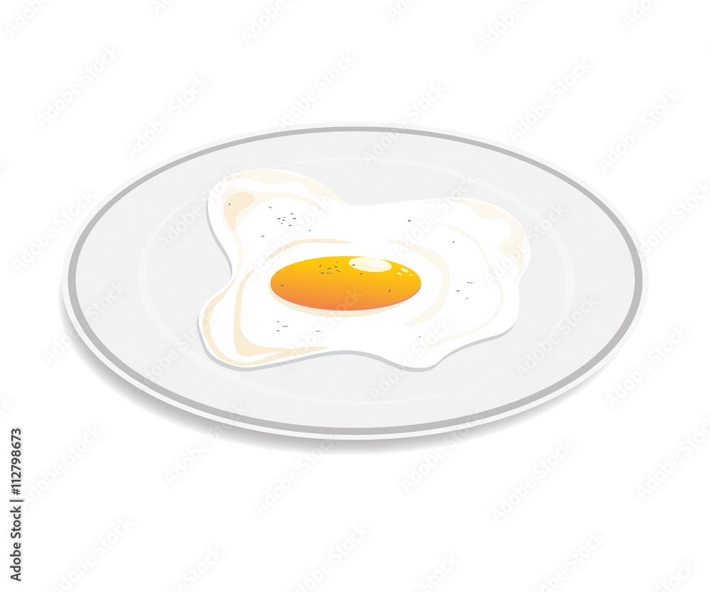 Fried egg on dish Fried egg on dish