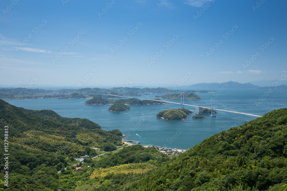 亀老山から見たしまなみ海道 来島海峡大橋 亀老山から見たしまなみ海道 来島海峡大橋