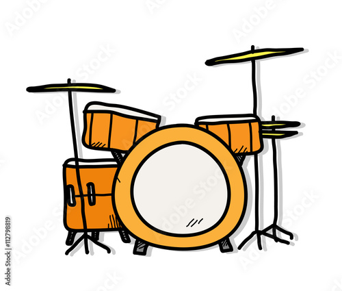 Drum Kit, a hand drawn vector illustration of a drum set.