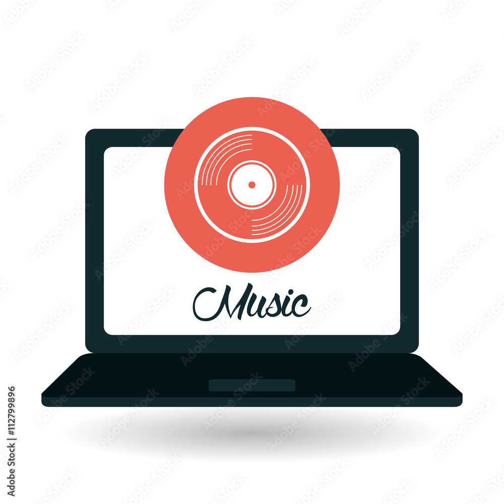 Music design. laptop icon. White background , vector Music design. laptop icon. White background , vector