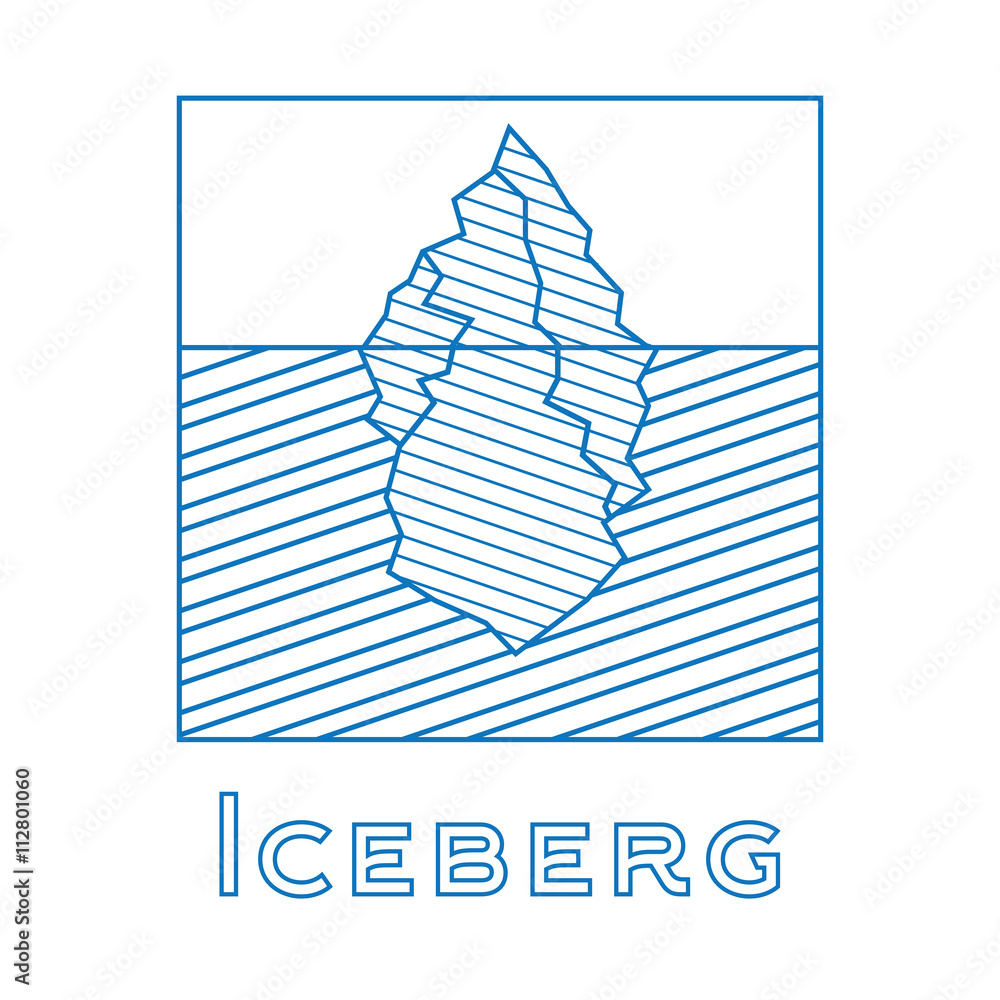 Fototapeta premium Iceberg in linear style. Outline iceberg isolated on white background