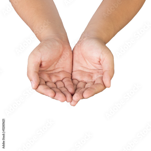 Male hands as if holding something isolated on white background