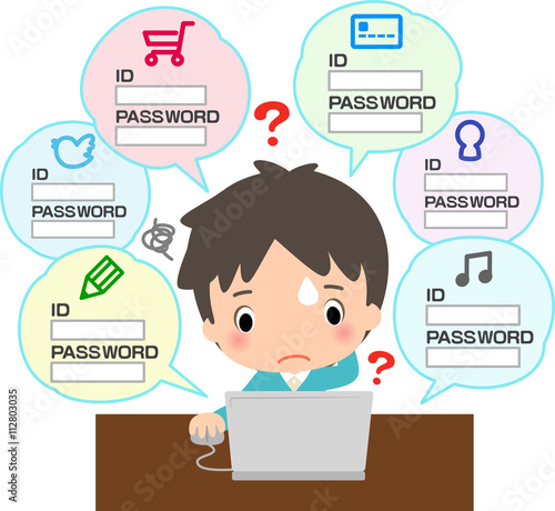 たくさんのパスワードの管理に困っている男性