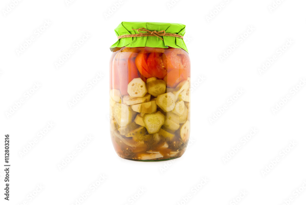 Homemade pickled tomatoes and cucumbers Homemade pickled tomatoes and cucumbers