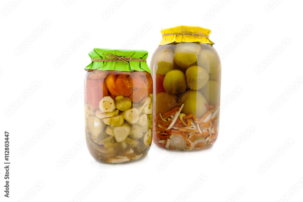 Homemade pickled tomatoes and cucumbers Homemade pickled tomatoes and cucumbers