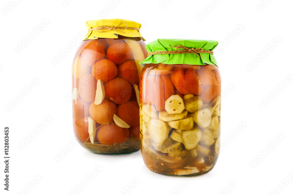 Homemade pickled tomatoes and cucumbers Homemade pickled tomatoes and cucumbers