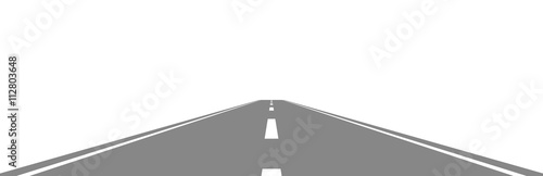 Straight perspective Road isolated on white. Travel concept vector illustartion