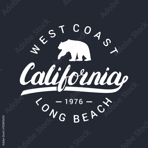 California handwritten lettering. Tee apparel fashion design.