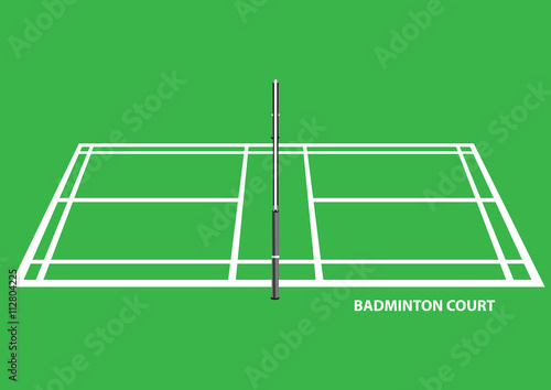 Badminton Court Side View Vector Illustration