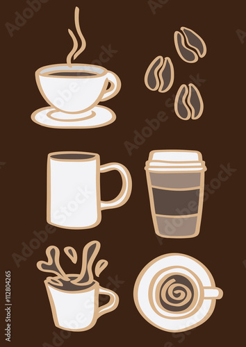 Coffee Beverages and Beans Vector Illustration