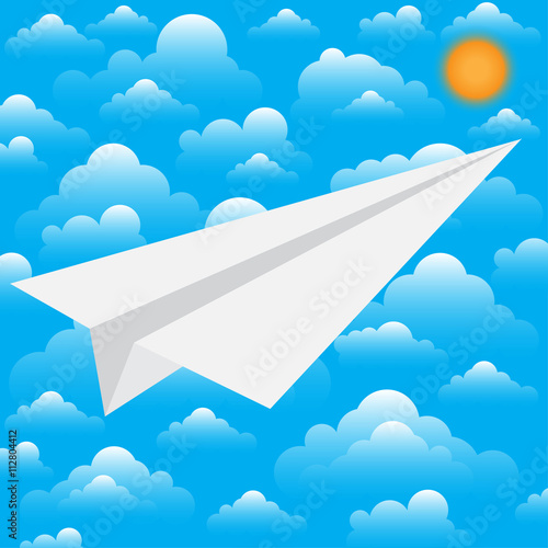 Paper white plane. The beginning of the way.