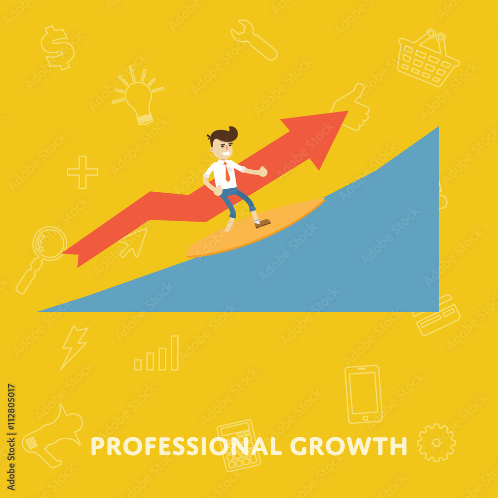 Improving the corporate ladder professional growth flat abstract isolated vector illustration